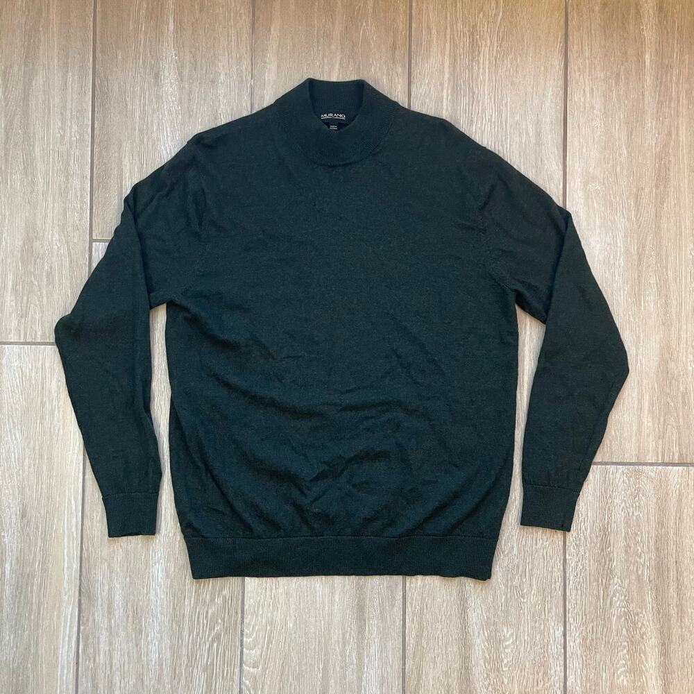 Murano Merino Wool Sweater Mens Large Made in Australia Green Knit Pullover